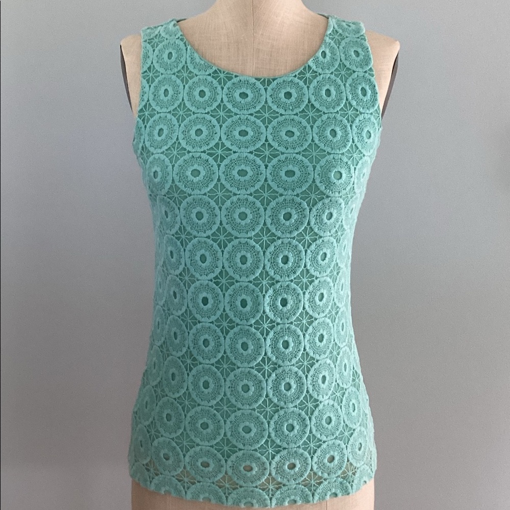 Banana Republic Mint Green Lace Overlay Top Size Small